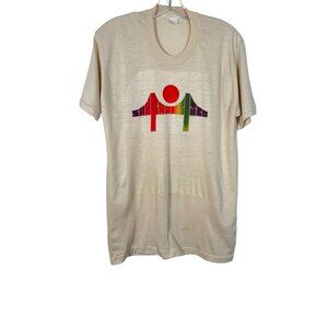 Vintage 1976 San Francisco Single Stitch T-Shirt tee Beige rainbow Multicolor M